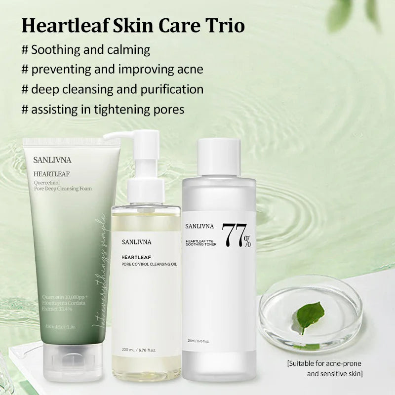 Anua Skincare HeartLeaf  3-Piece Set - Soothing Cleanse & Pore Care with Quercetin