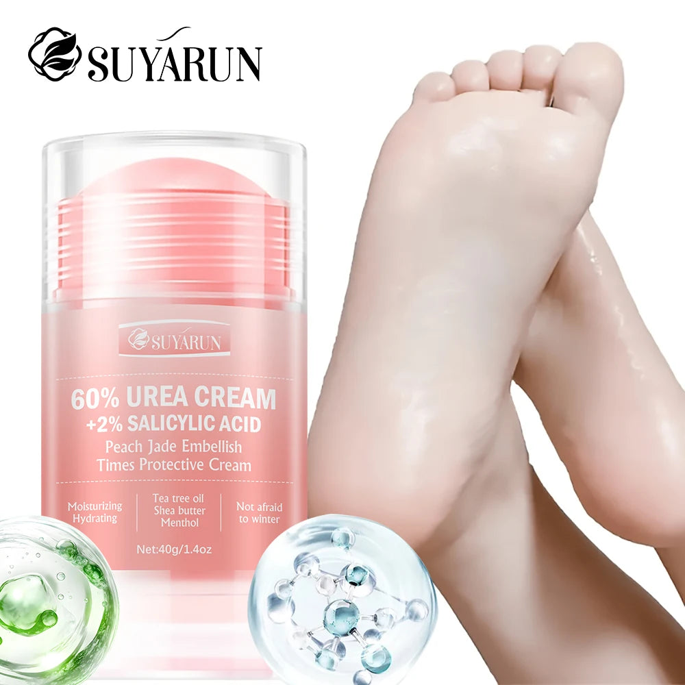 SUYARUN 60% Urea Cream Peach Foot Balm Stick Cracked Heel Repair Hydrate