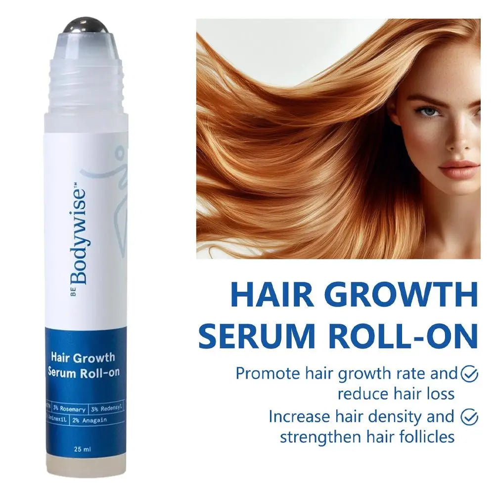 Be Bodywise Hair Growth Roll-On Serum | Holiday Gift-Ready | 3% Rosemary, 3% Redensyl, 2% AnaGain | Precision Scalp Applicator | Paraben/Sulphate-Free | Non-Oily | DHT-Care Botanicals