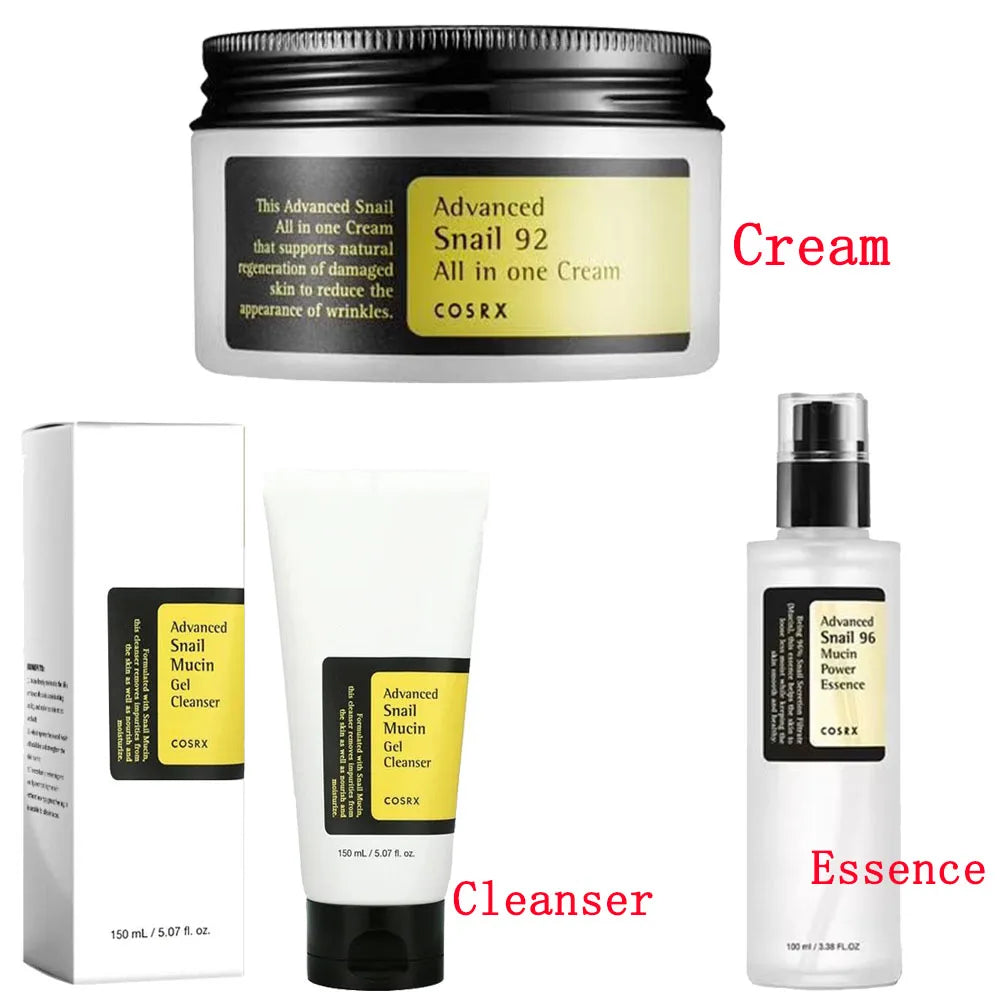 Advanced Snail Mucin 92/96 Skin Care Set Essence Cleanser Cream Facial Hydrate
